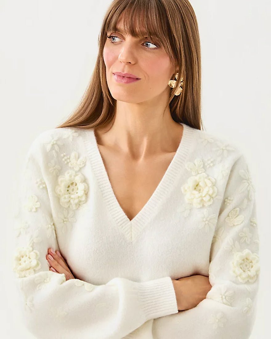 Alayla Sweater - Coconut Garden Party Embroidery