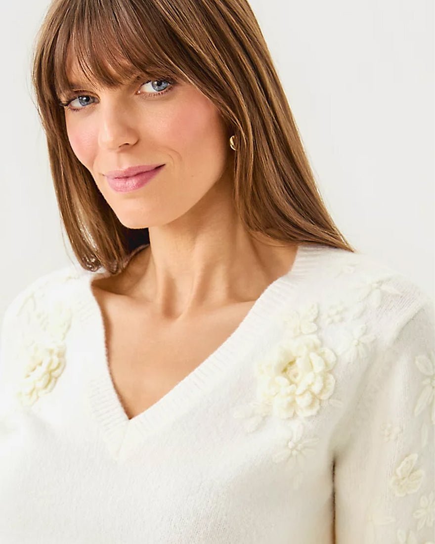 Alayla Sweater - Coconut Garden Party Embroidery