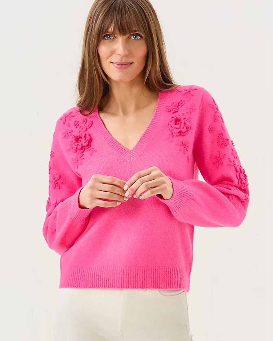 Alayla Sweater - Sun Shell Pink Garden Party Embroidery