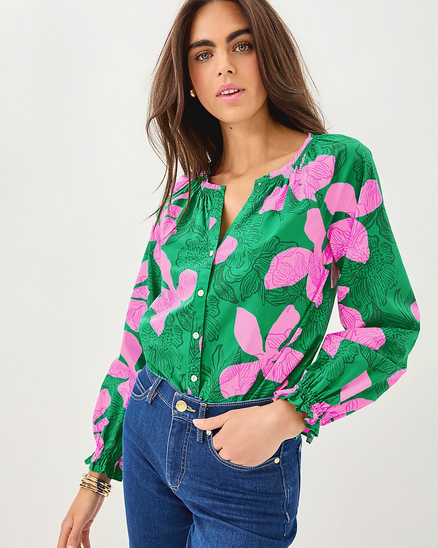 Aldina Top - Kitts Green Sunset Shadows