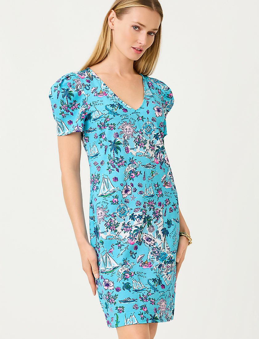 Aleece Short Sleeve Dress - Amalfi Blue Lillys Roadtrip