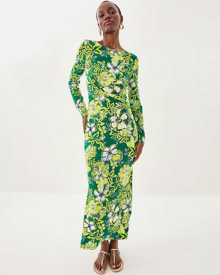 Alessani Maxi Dress - Fiddle Leaf Green Once And Floral