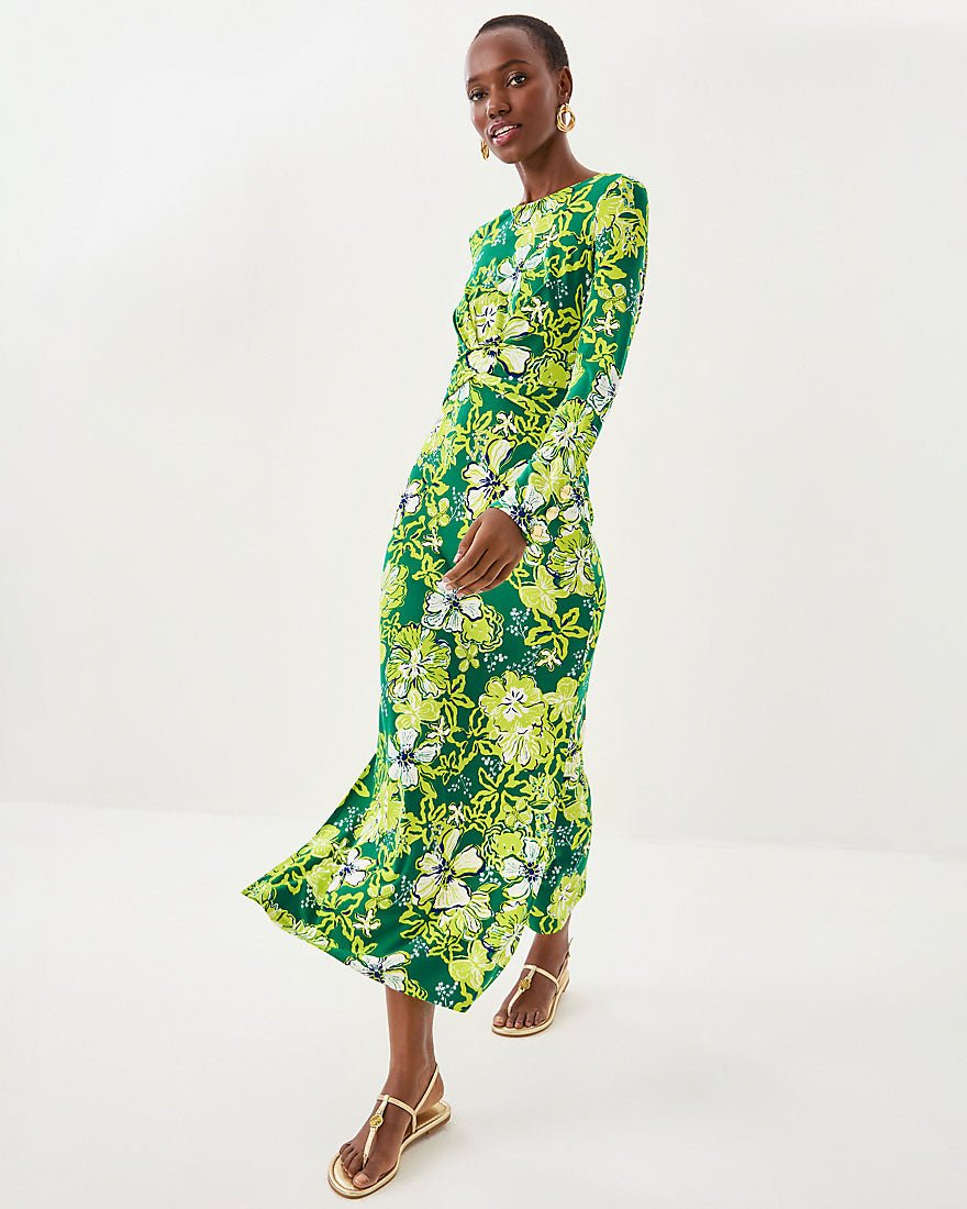 Alessani Maxi Dress - Fiddle Leaf Green Once And Floral