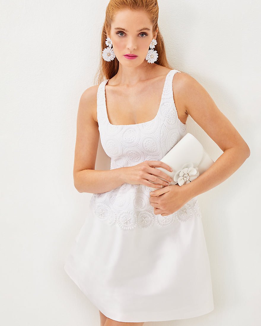 Alvalynn Dress - Resort White Butterfly Medallion Lace