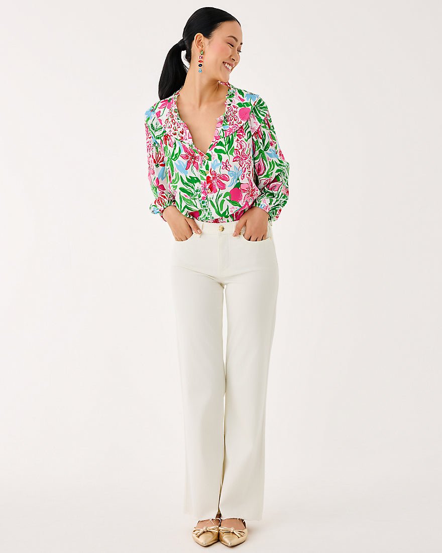 Aniston High Rise Straight Leg Jean - Coconut