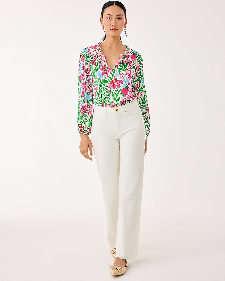 Aniston High Rise Straight Leg Jean - Coconut