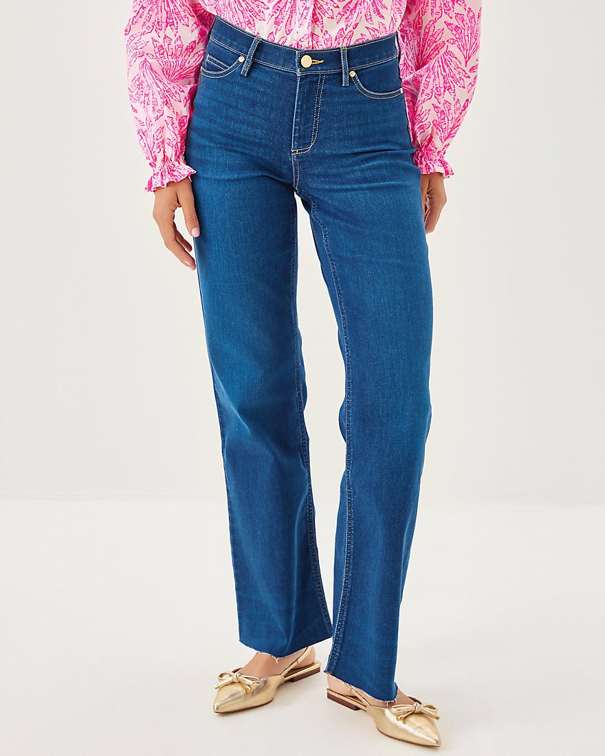 Aniston High Rise Straight Leg Jean - Medium Wash
