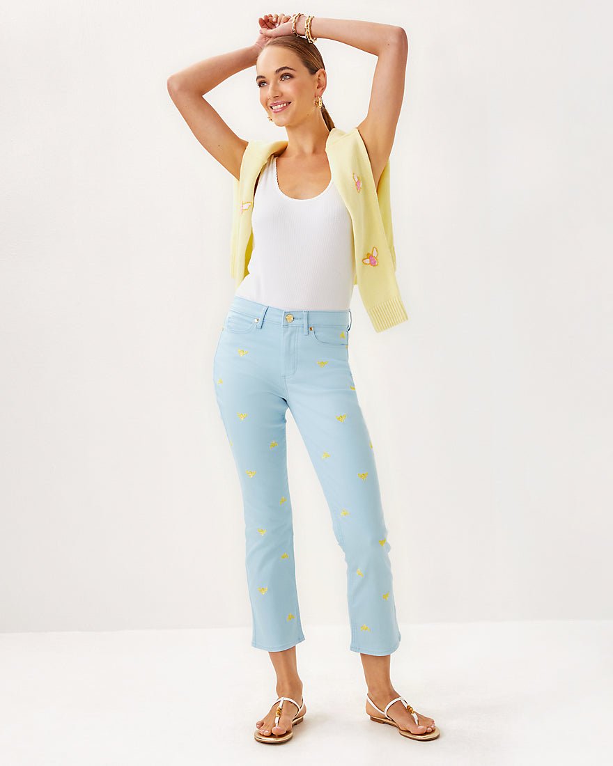 Annet High Rise Crop Flare Jean - Bluette