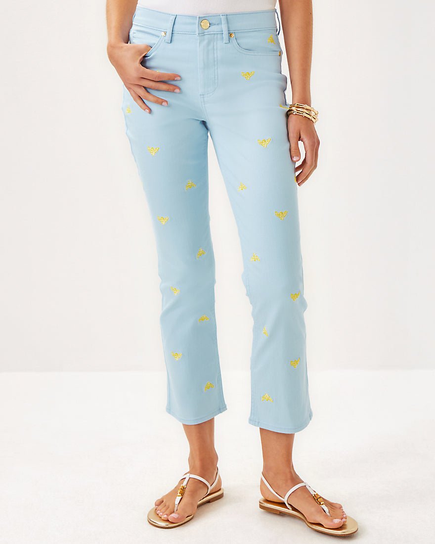 Annet High Rise Crop Flare Jean - Bluette