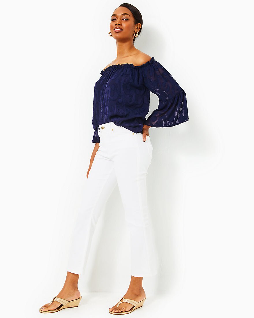 Annet High Rise Crop Flare Jean - Resort White