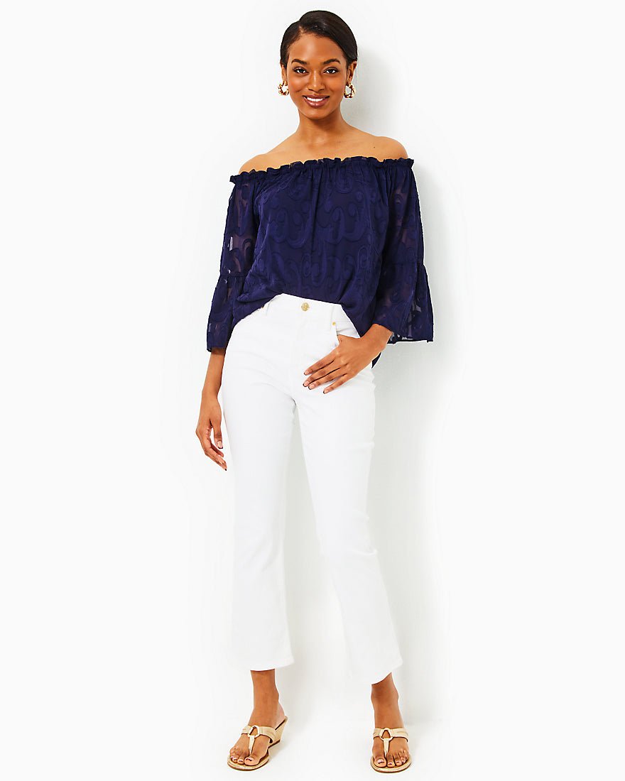 Annet High Rise Crop Flare Jean - Resort White