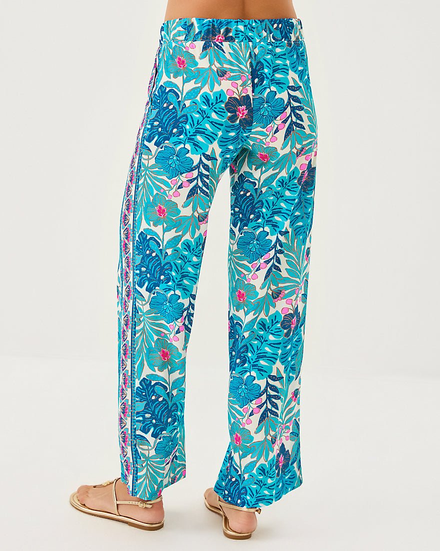 Bal Harbour Stretch Palazazzo Pant - Breezy Aqua Best Fronds Forever