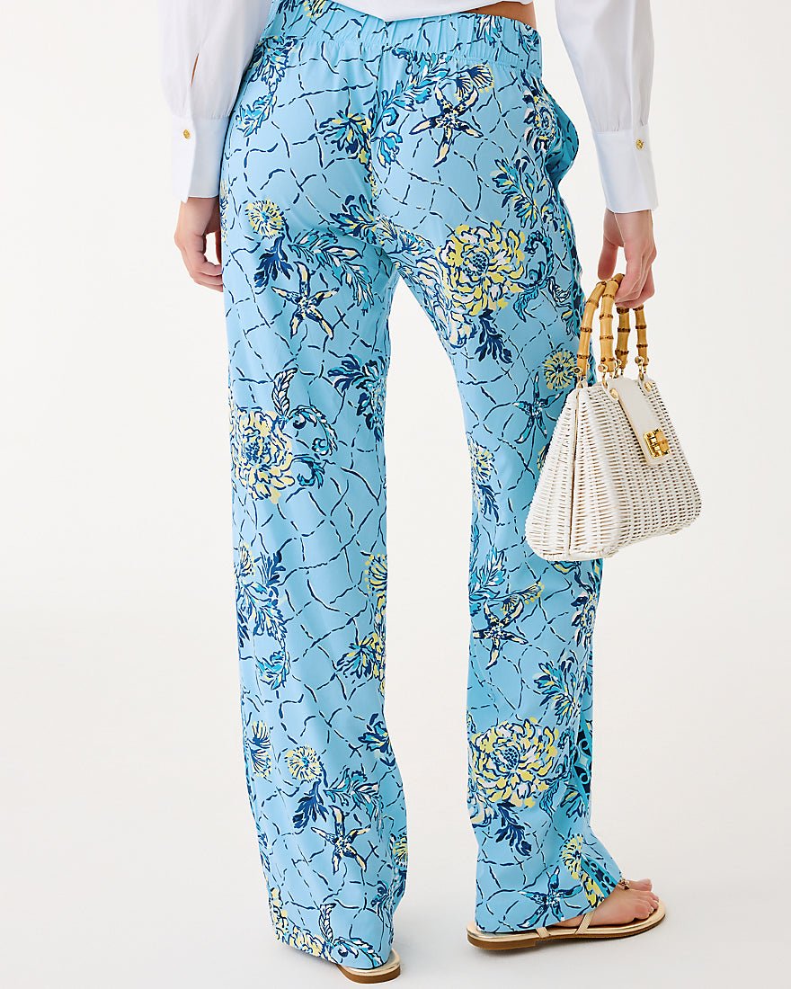 Lilly Pulitzer - Bal Harbour Stretch Palazzo Pant - Bellevue Blue Breakers Beach