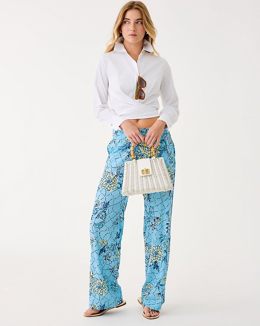 Lilly Pulitzer - Bal Harbour Stretch Palazzo Pant - Bellevue Blue Breakers Beach