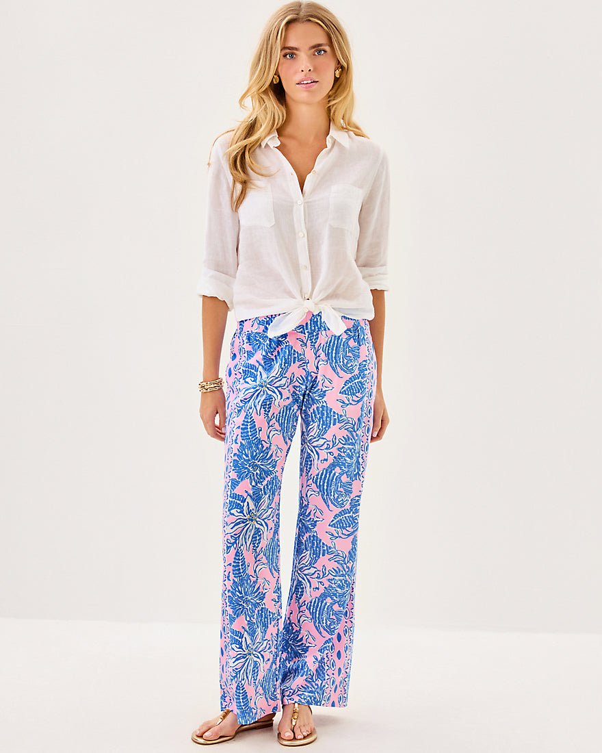 Bal Harbour Stretch Palazzo Pant - Conch Shell Pink Up Scale