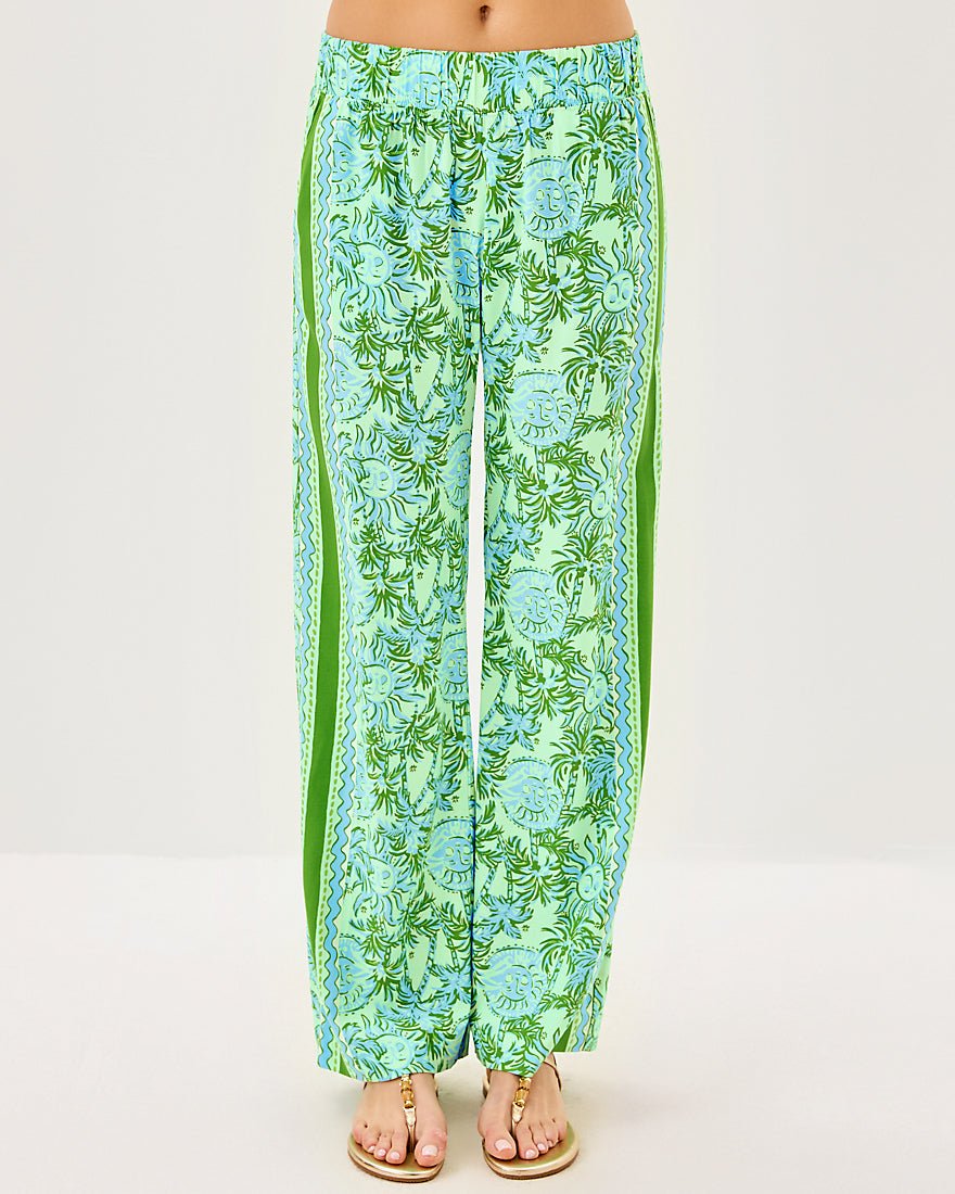 Bal Harbour Stretch Palazzo Pant - Cool Mint Catchin Rays