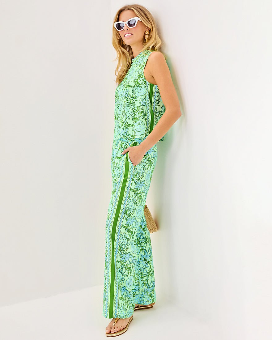 Bal Harbour Stretch Palazzo Pant - Cool Mint Catchin Rays