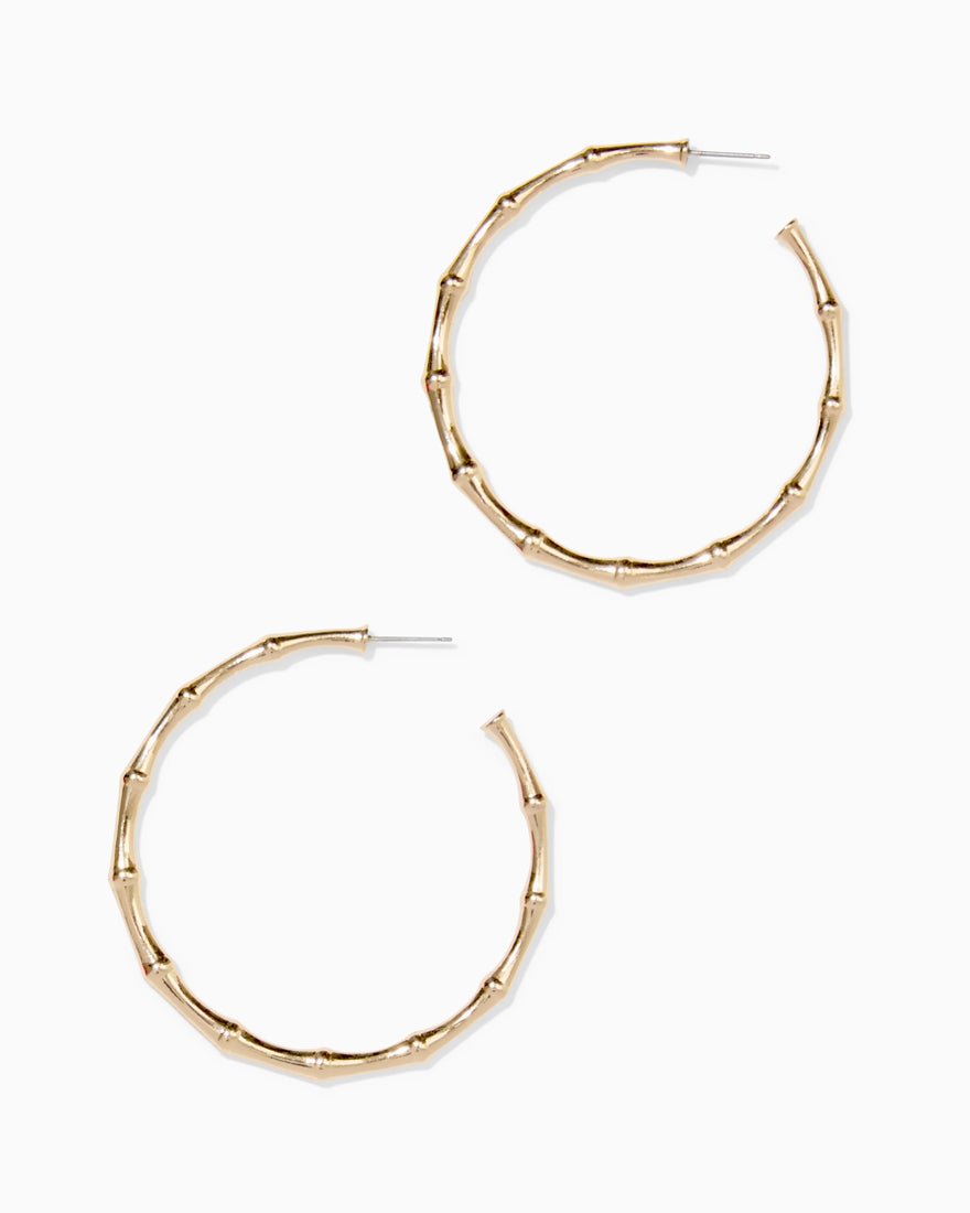 Bamboo Forest Hoop Earrings - Gold Metallic