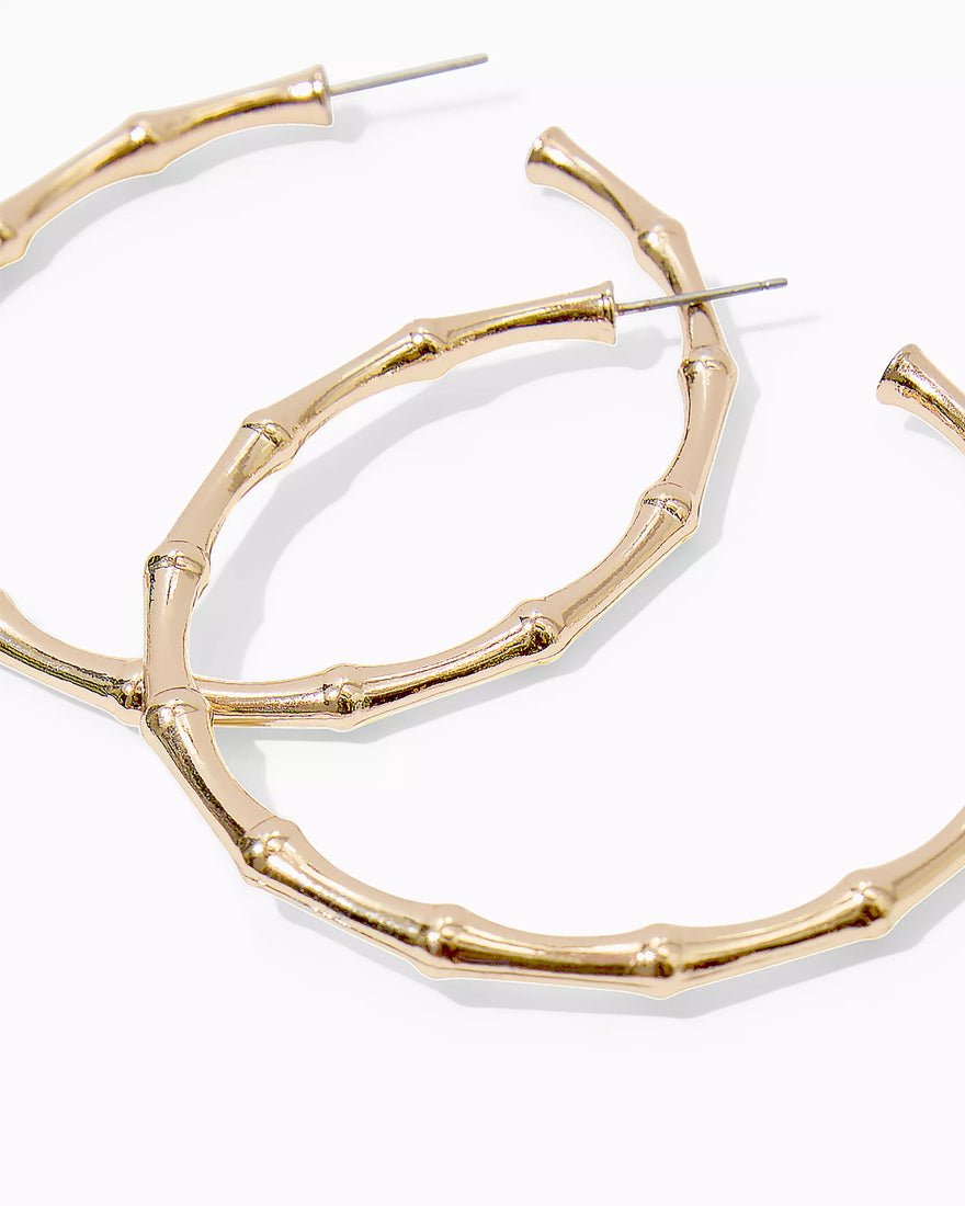 Bamboo Forest Hoop Earrings - Gold Metallic