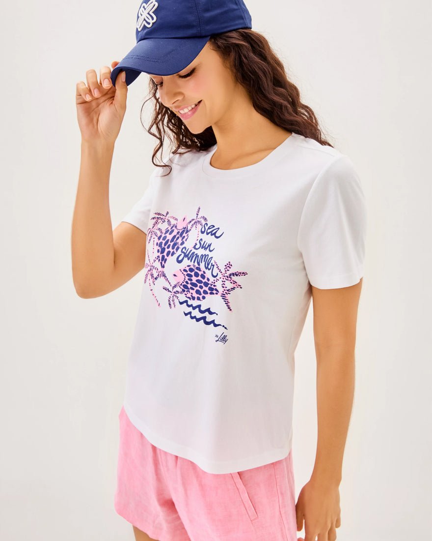 Barreto Knit Top-Multi Sun Sea Motifs Graphic