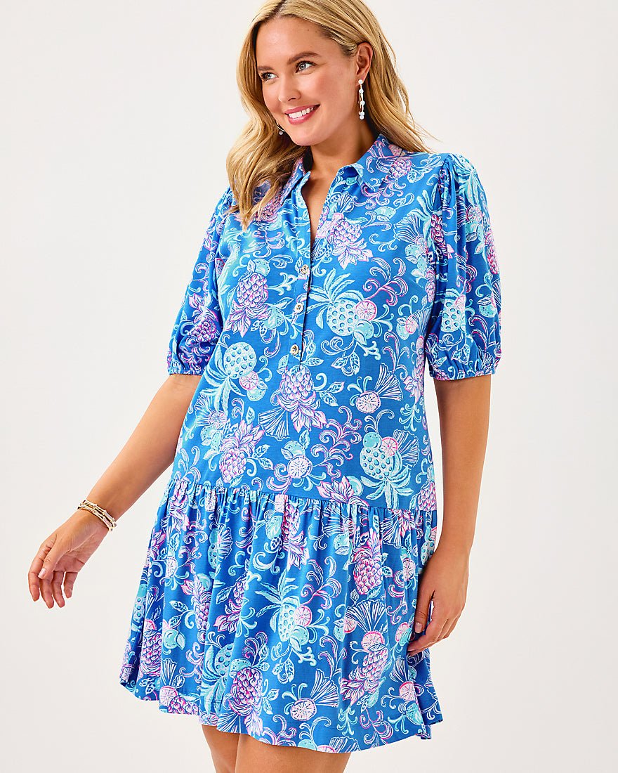Bingley Dress - Sunwashed Blue Citrus Crush