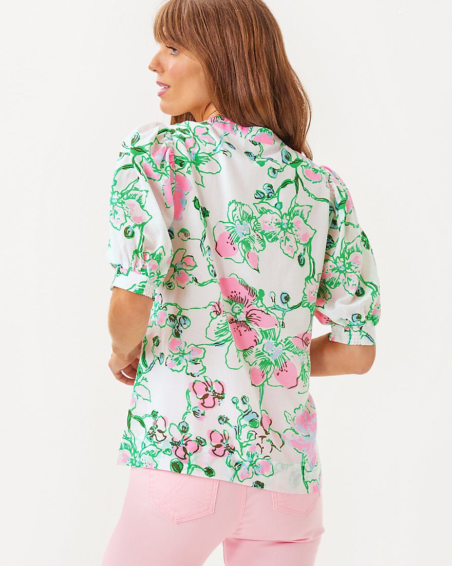 Brinelle Top - Multi Oversized Orchids On The Avenue