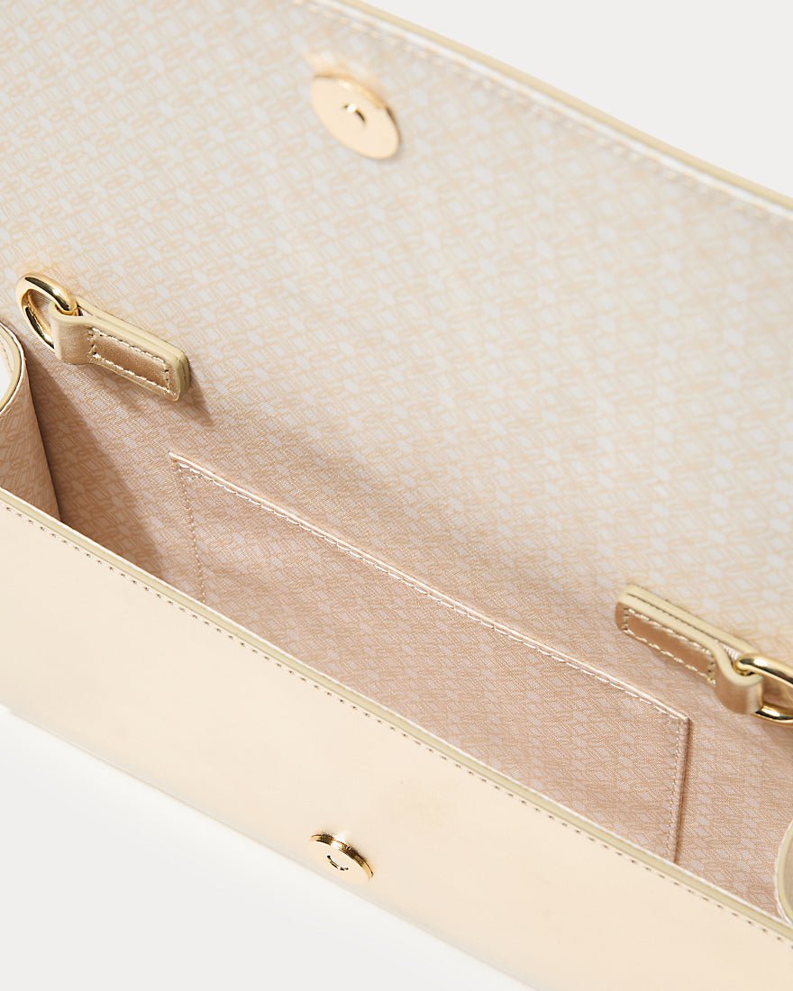 Brit Leather Logo Clutch - Gold Metallic