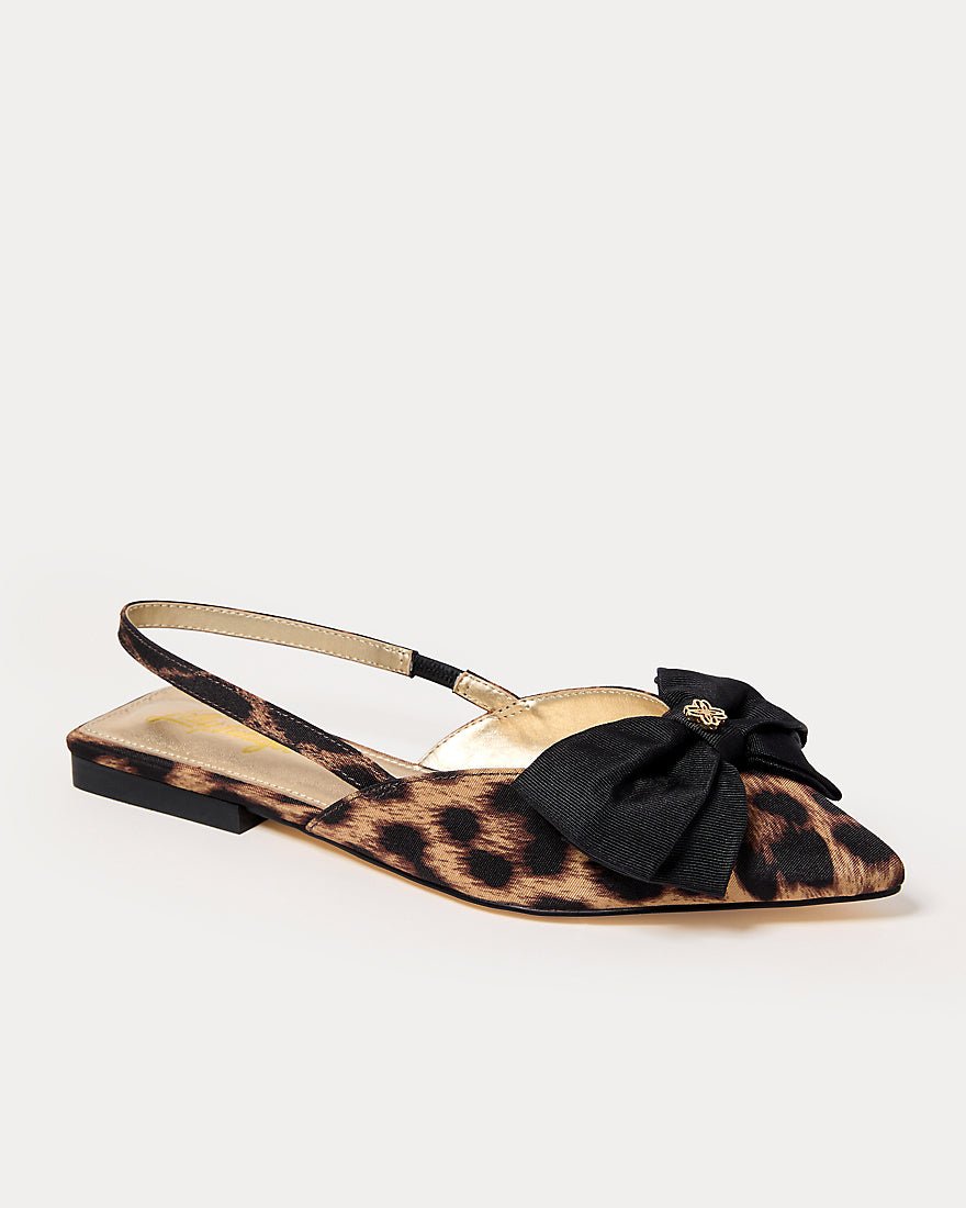 Brit Leopard Bow Slingback - Multi Leopard Faille