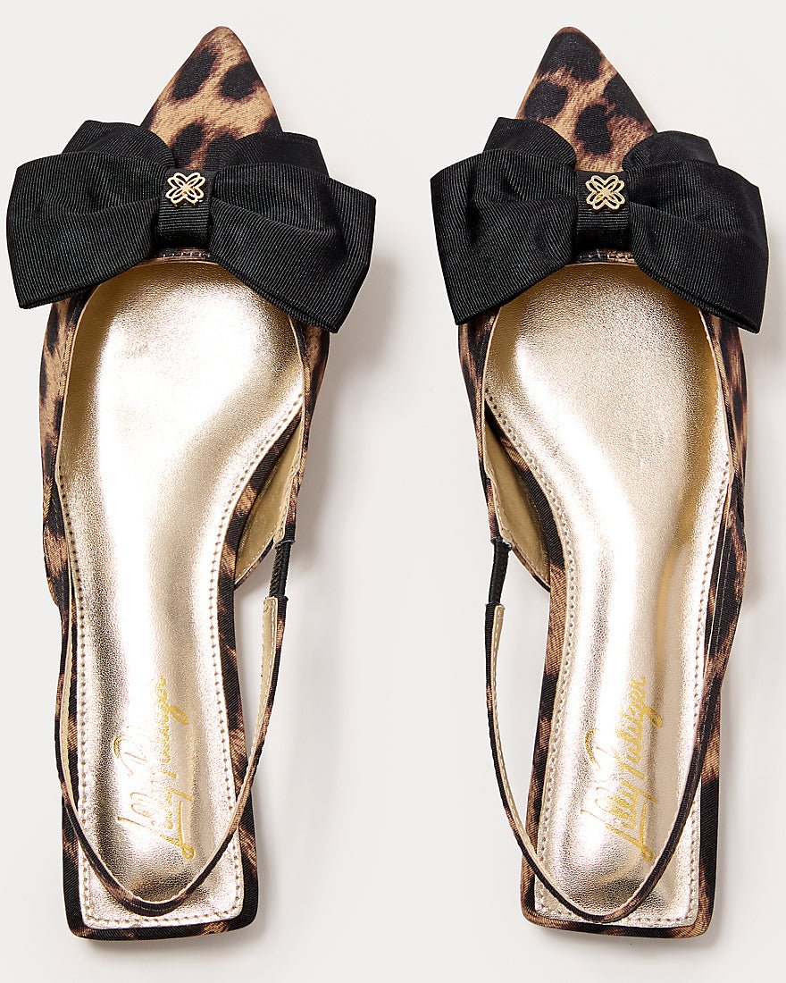 Brit Leopard Bow Slingback - Multi Leopard Faille