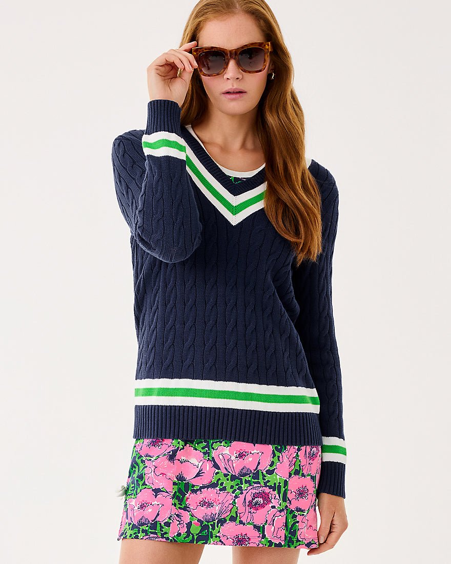 Brockton Sweater - Low Tide Navy X Jolie Green Tipping