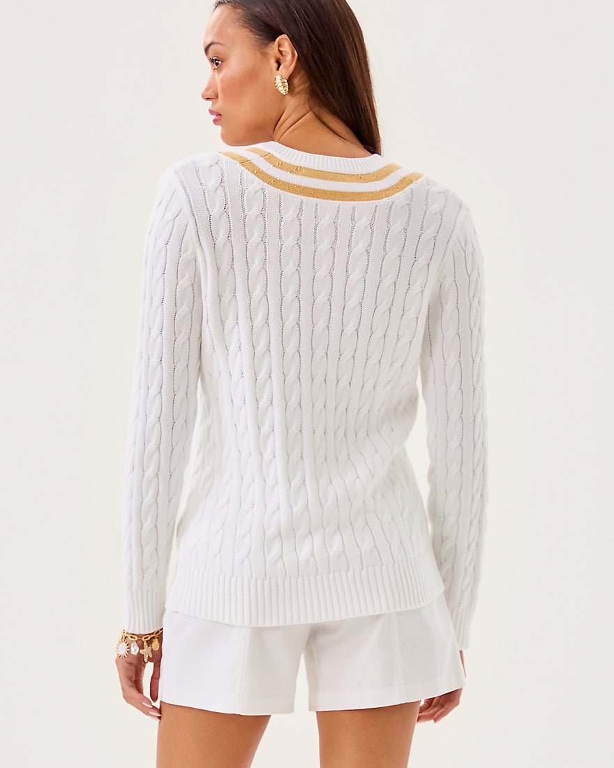 Brockton Sweater - Resort White X Wicker Tan Metallic Tipping