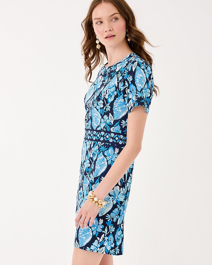 Lilly Pulitzer - Brynne Stretch Shift Dress - Low Tide Navy Seashell Splendor