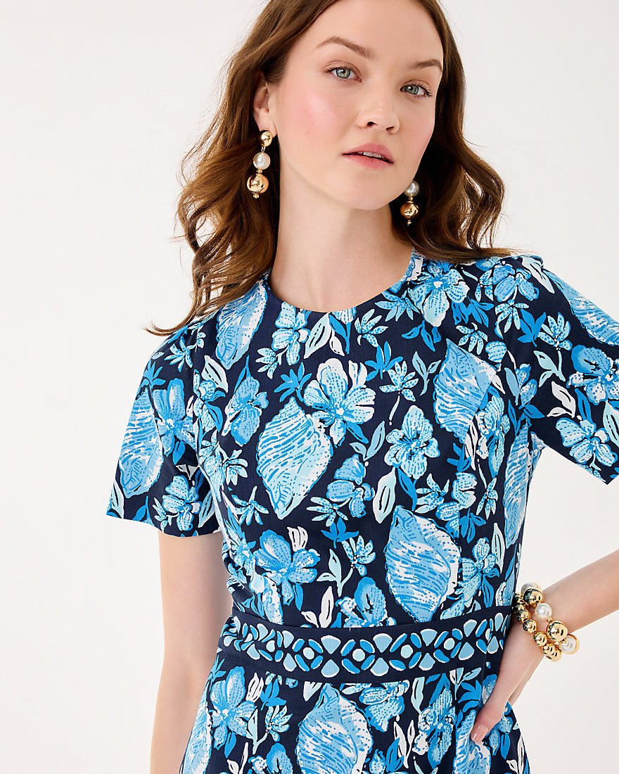 Lilly Pulitzer - Brynne Stretch Shift Dress - Low Tide Navy Seashell Splendor