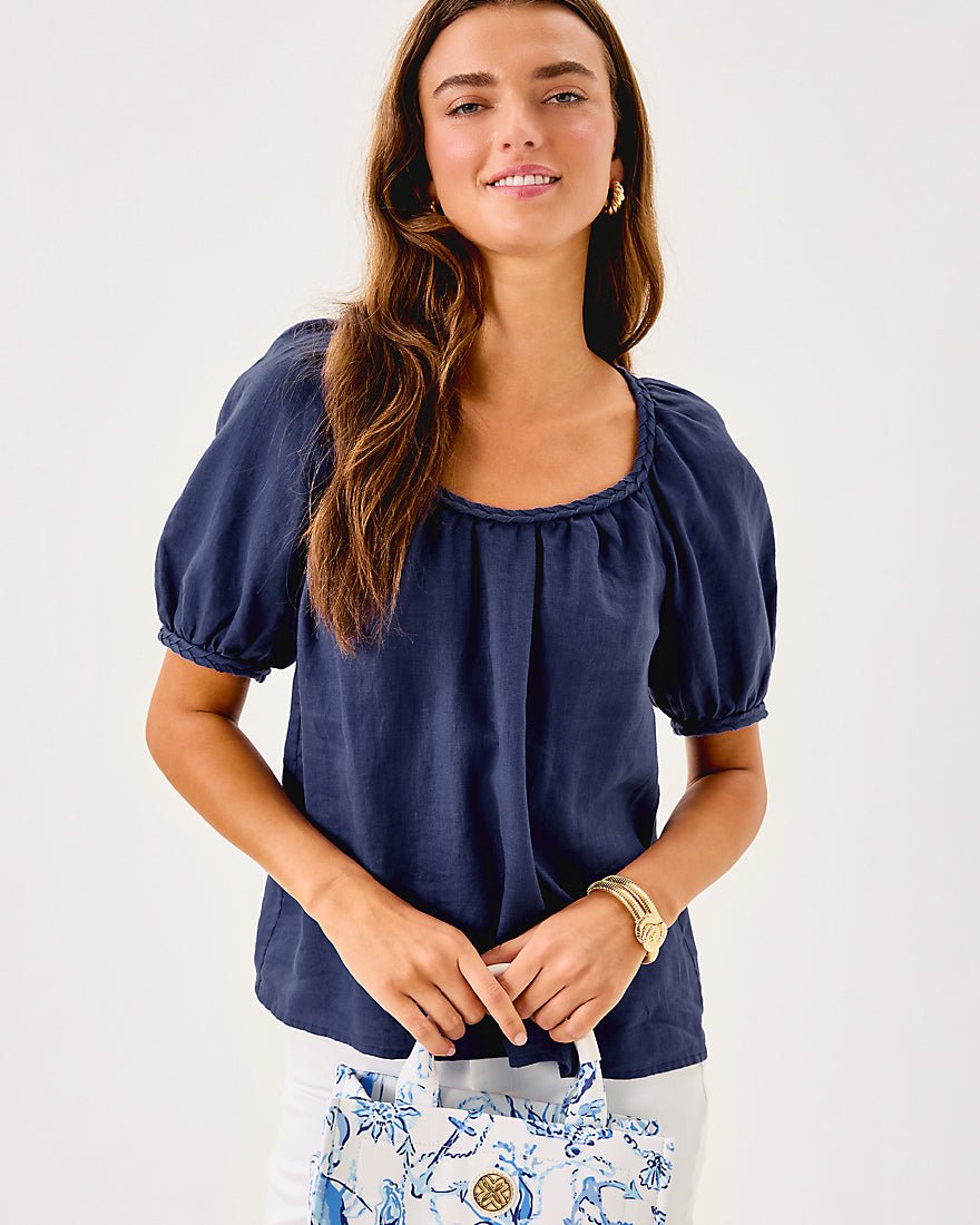 Calais Short Sleeve Top - Sapphire Pool