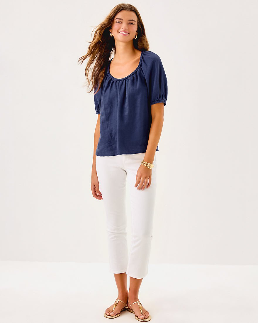 Calais Short Sleeve Top - Sapphire Pool