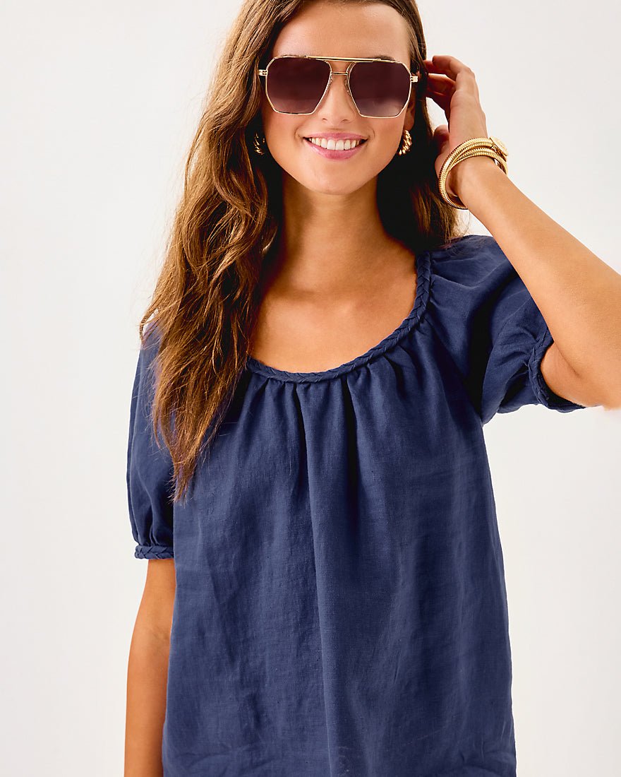 Calais Short Sleeve Top - Sapphire Pool