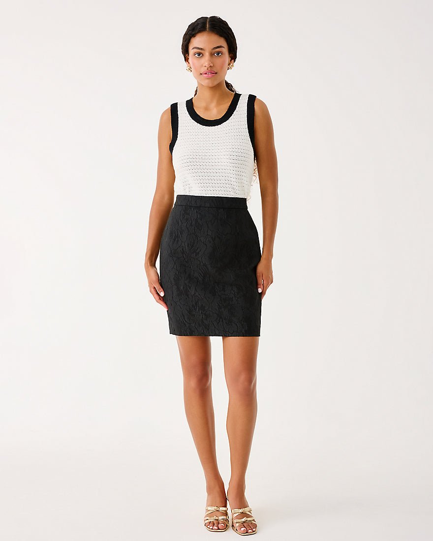 Lilly Pulitzer - Candee Jacquard Skirt - Noir Exploded Flower Stretch Jacquard