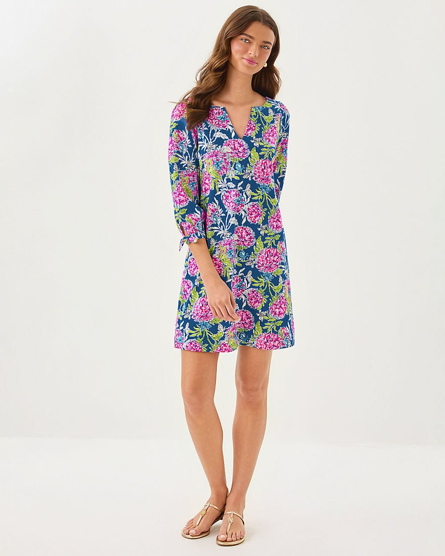 Cath Three Quarter Sleeve Dress - Multi Dahlia Licious