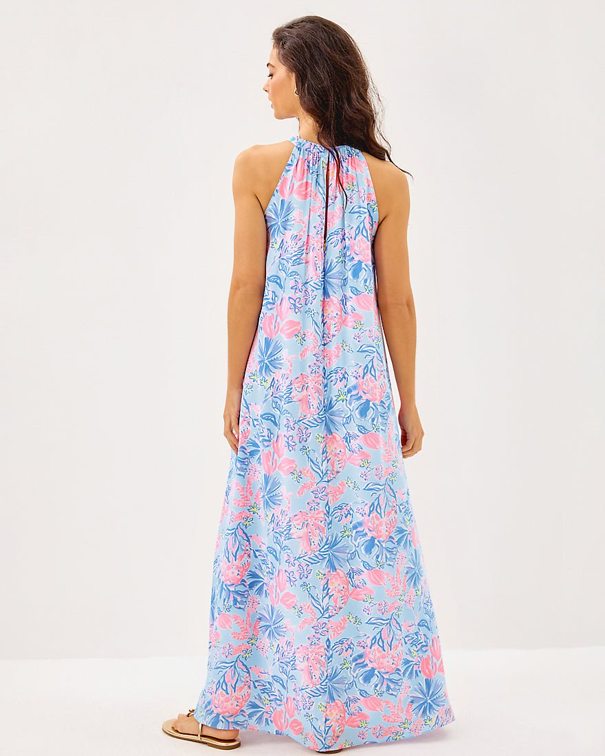 Clairabel Silk Maxi Dress - Multi Elephant Splash