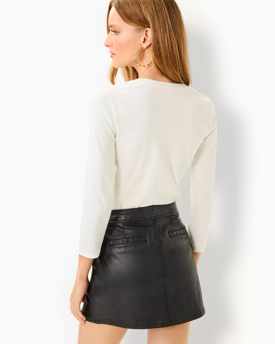 Colette Stretch Coated Skirt - Noir
