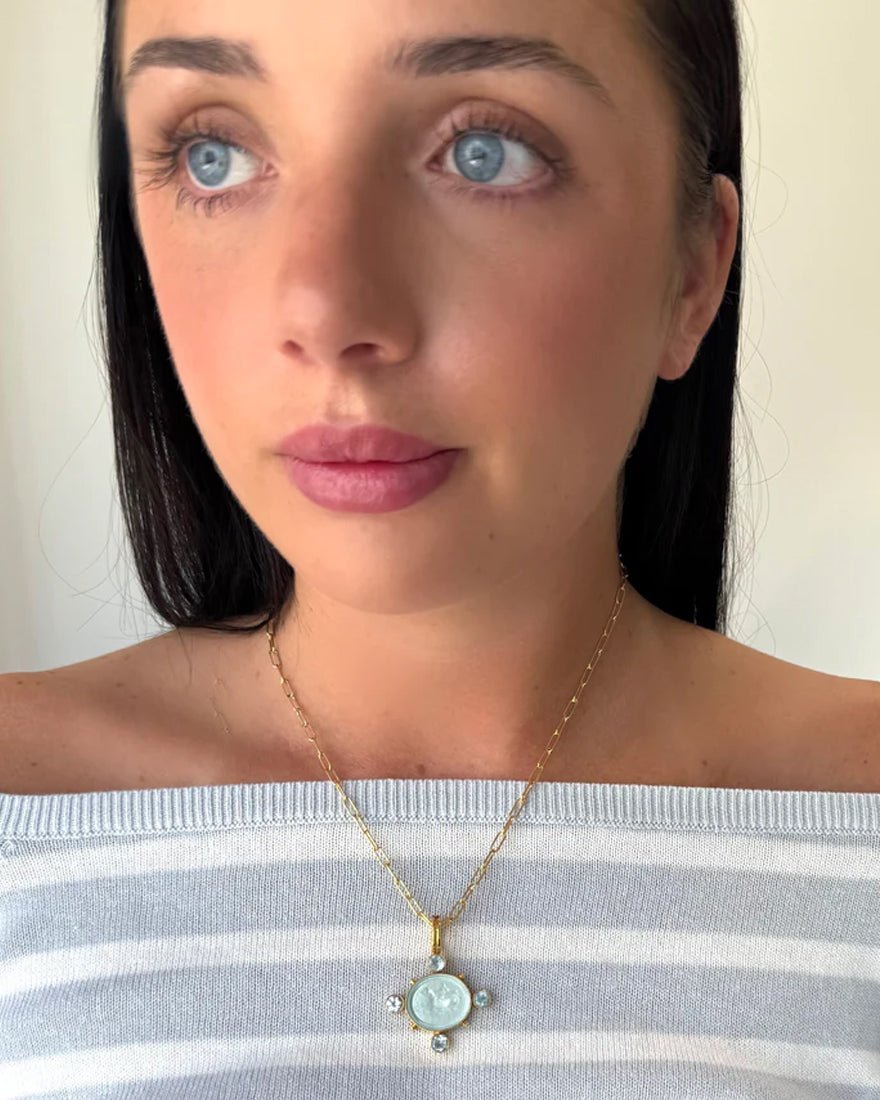 Cupid Dolphin Necklace - Topaz Intaglio