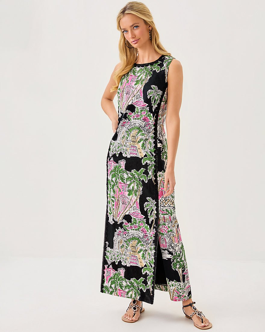 Darlene Stretch Maxi Shift Dress - Onyx Pb Anniversary Toile