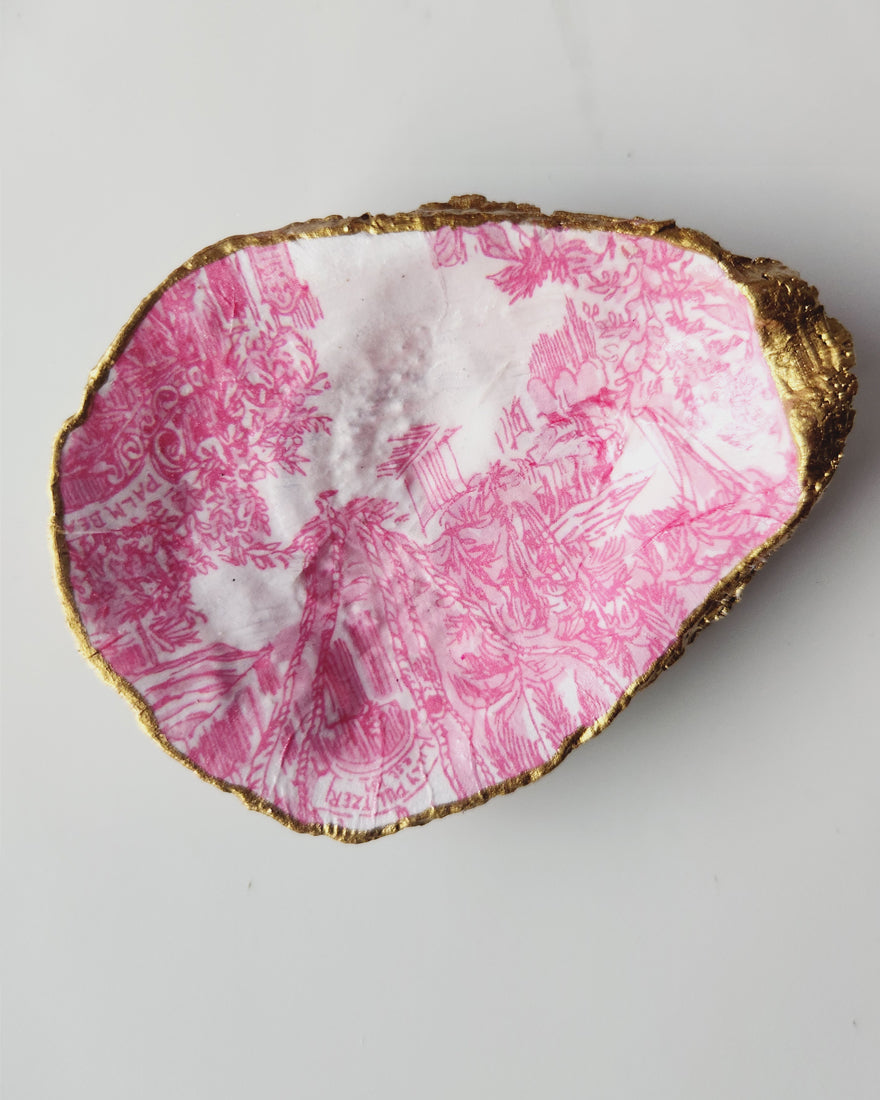 Decoupage Seashell Oyster - Pink Toile