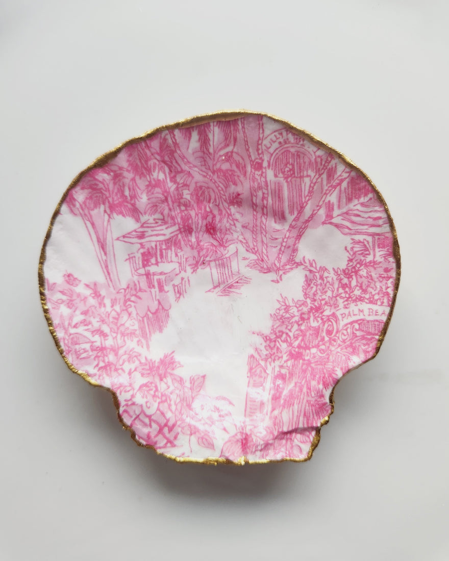 Decoupage Seashell Scallop - Pink Toile