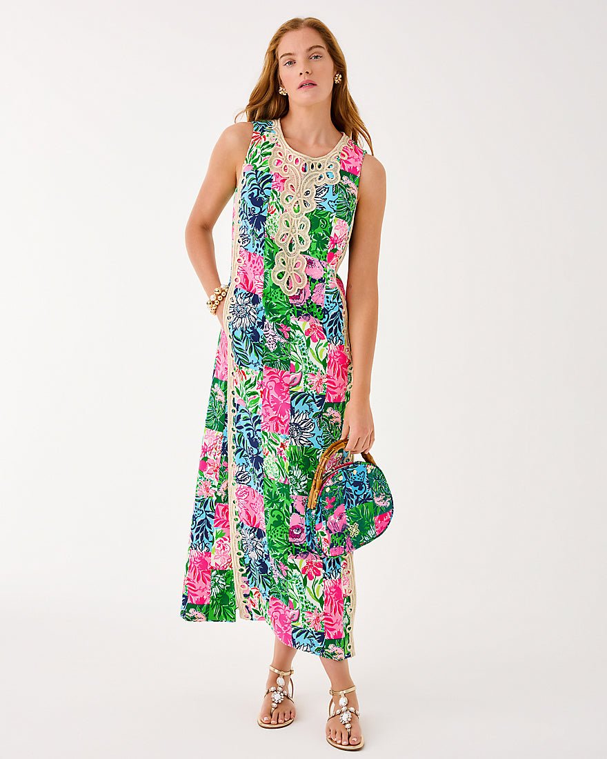 Edita Maxi Shift Dress - Multi Party Punch Patch