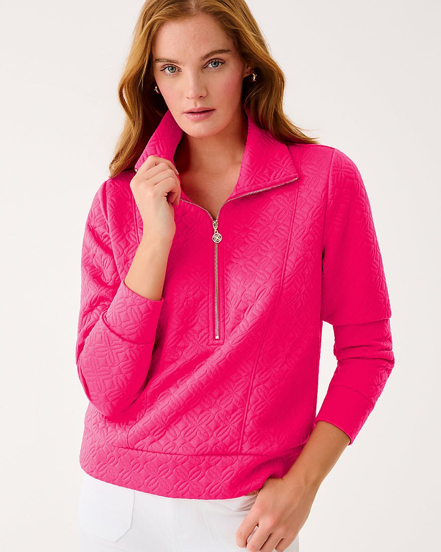 Eleni Pullover - Sun Shell Pink Butterfly Quilted Knit