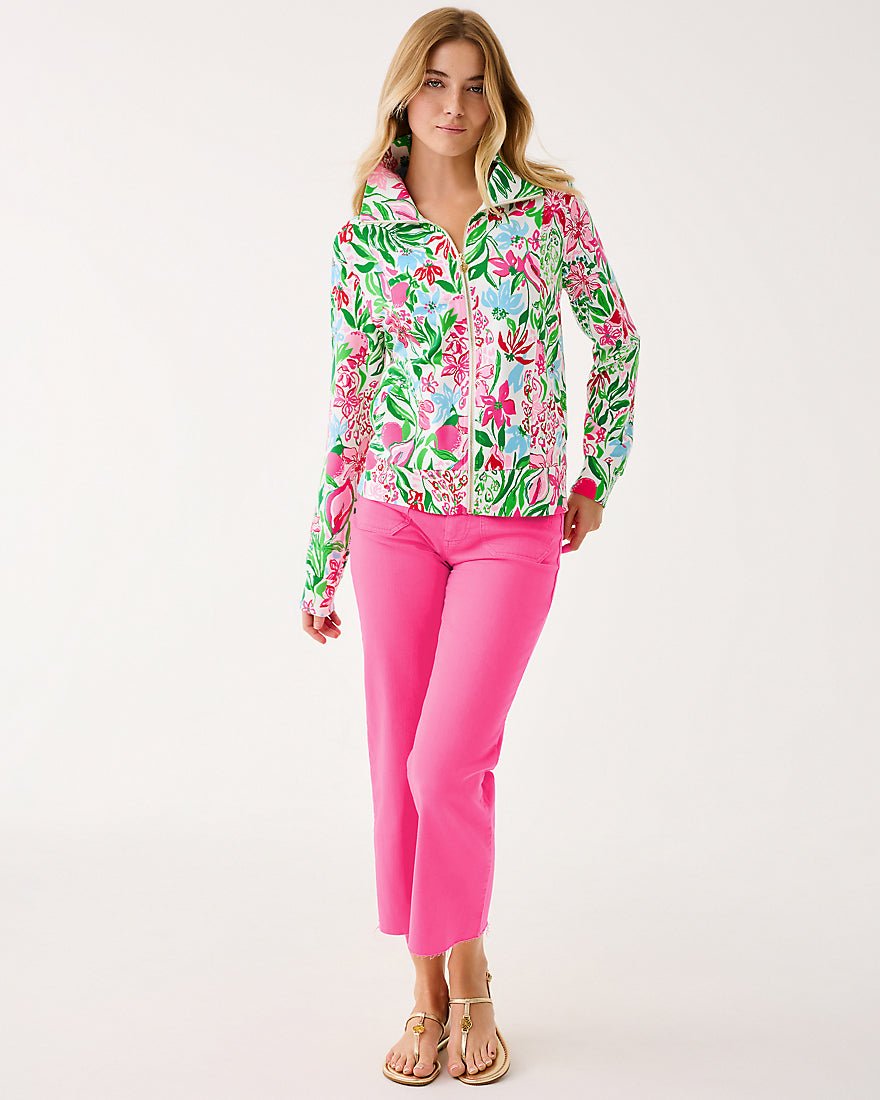 Eleni Zip Up Upf 50 Plus Pullover - Multi Glowing Gardens
