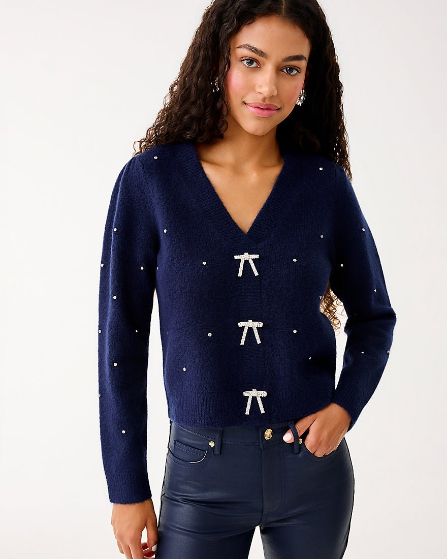 Ellorie Sweater - True Navy Paradise Rhinestones