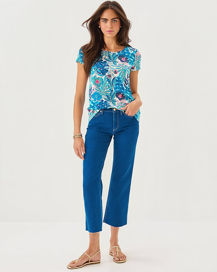 Etta Scoop Neck Top - Breezy Aqua Best Fronds Forever