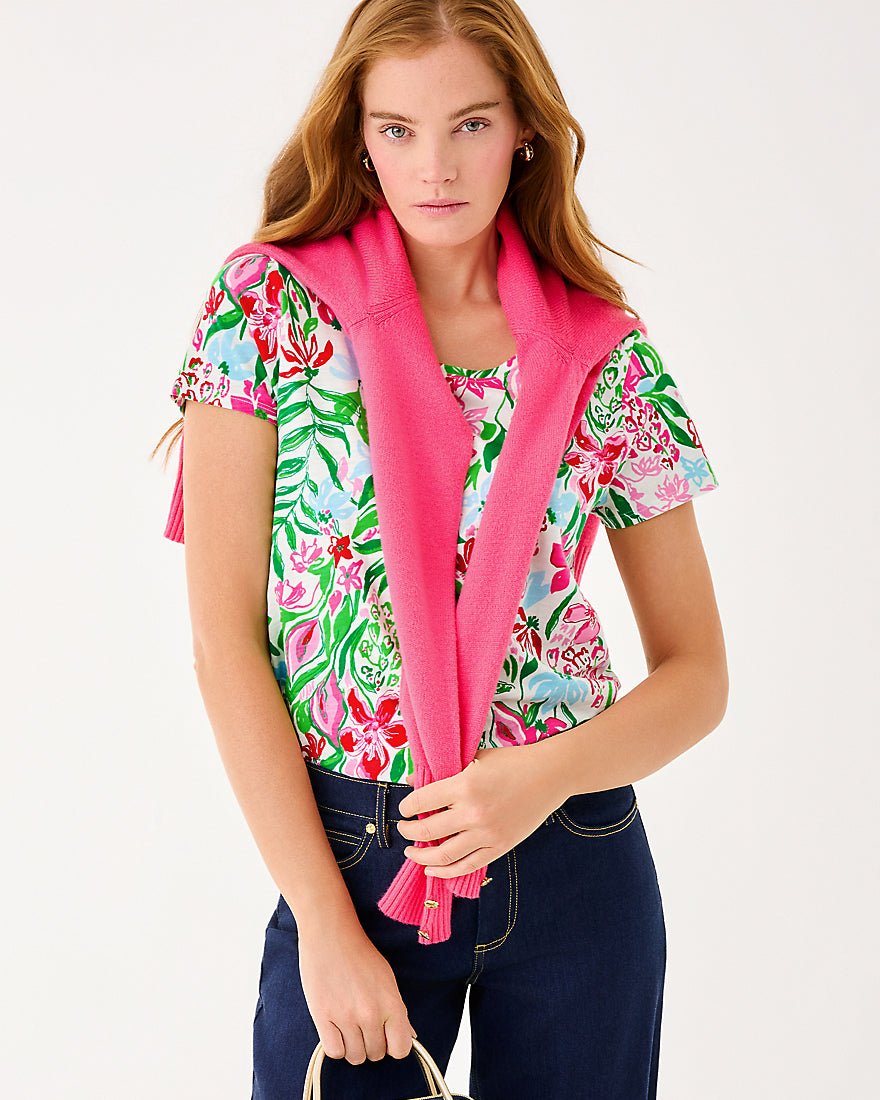 Etta Scoop Neck Top - Multi Glowing Gardens